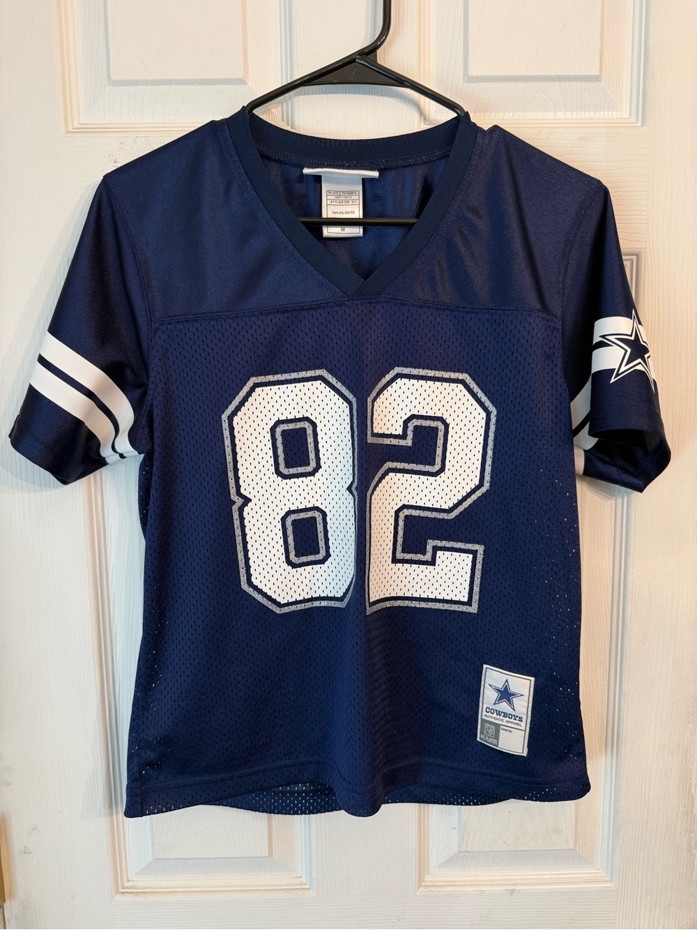 Kids Navy Football Jersey with White #82 Graphics